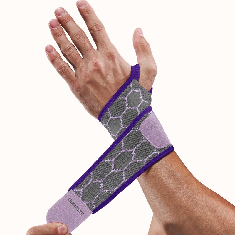 Domaste Sport Slim Wrist Wrap Wrist Brace for Carpal Tunnel NeopreneFree Compression Wrist Support for Workout Adjustable Wrist Guards Fit Right Left Hand Saruk Grey Pack of 1